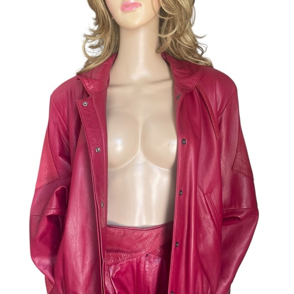 VTG Sibylle Lynn Made in Canada Soft Leather Oxblood Blazer/pants size 8 New! - Picture 9 of 16